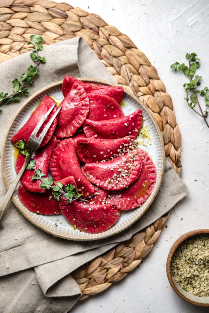 Beet Ravioli with Cashew Cheese - Delight Fuel