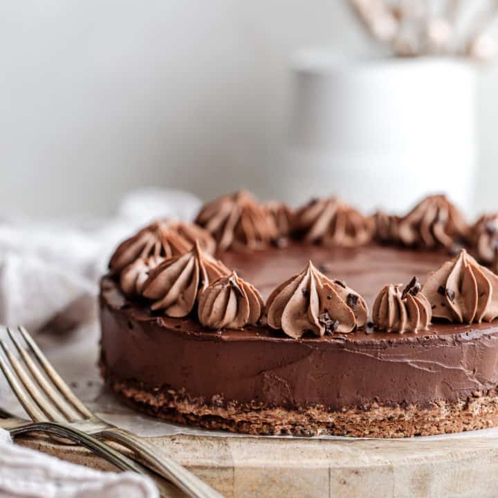 Chocolate Mousse Cake with Hazelnut Meringue