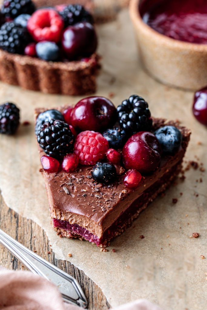 Vegan Chocolate Cheesecake & Berry Tart