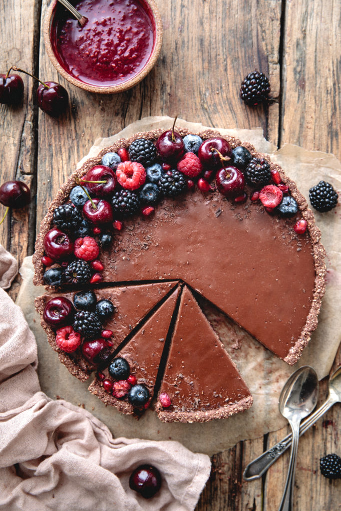 Vegan Chocolate Cheesecake & Berry Tart