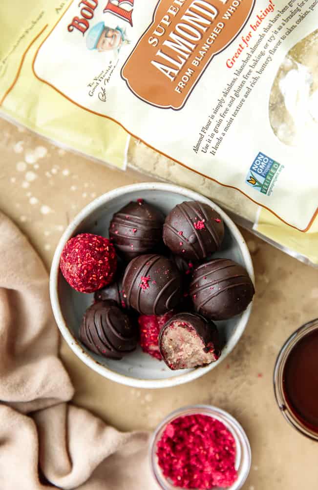 Raspberry Almond Truffles