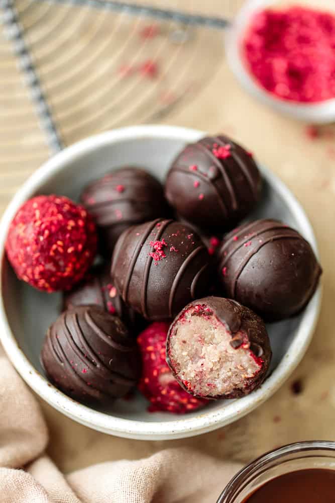 Raspberry Almond Truffles