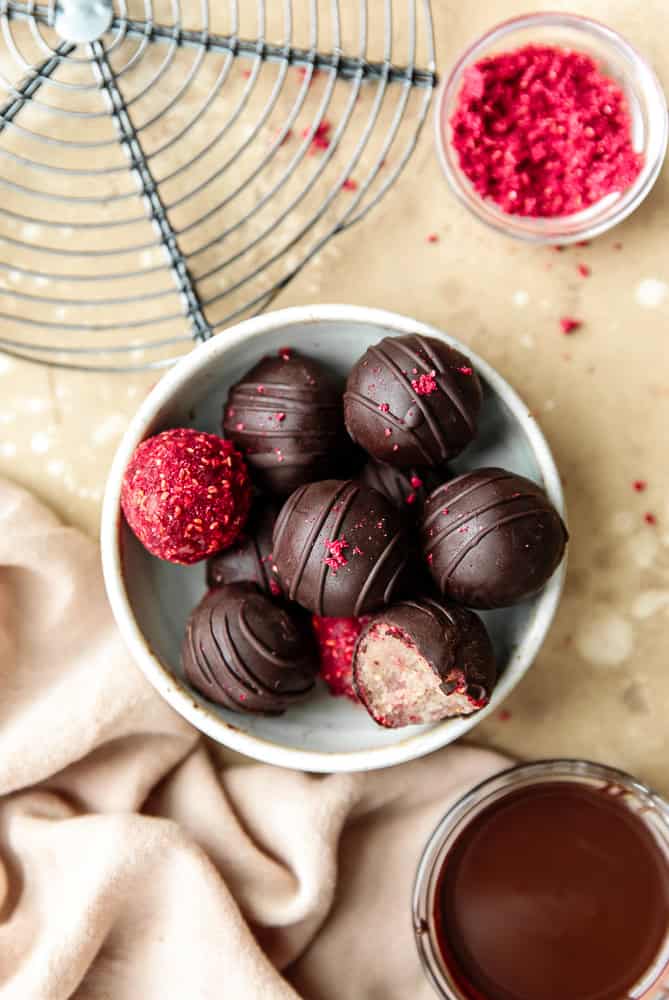 Raspberry Almond Truffles