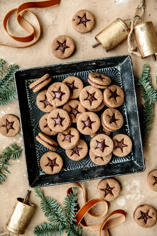 Double Chocolate Linzer Cookies