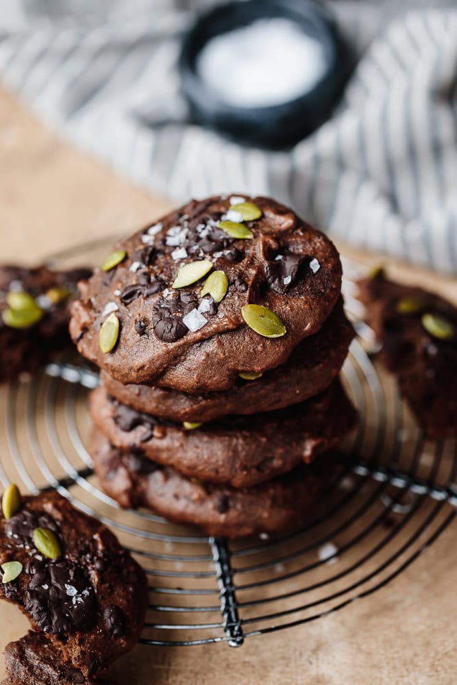 Cacao date cookies on a plate